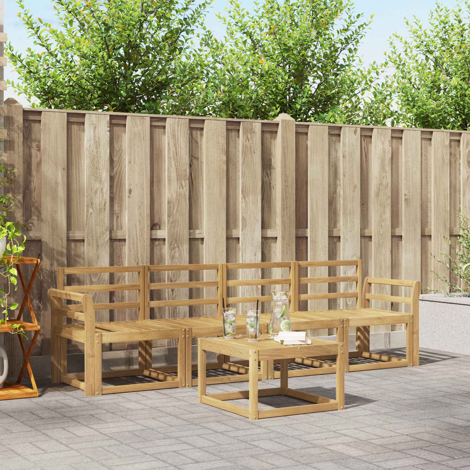 Outdoor-Sofagarnitur 5 pcs Weiß 59 x 59 x 37 cm
