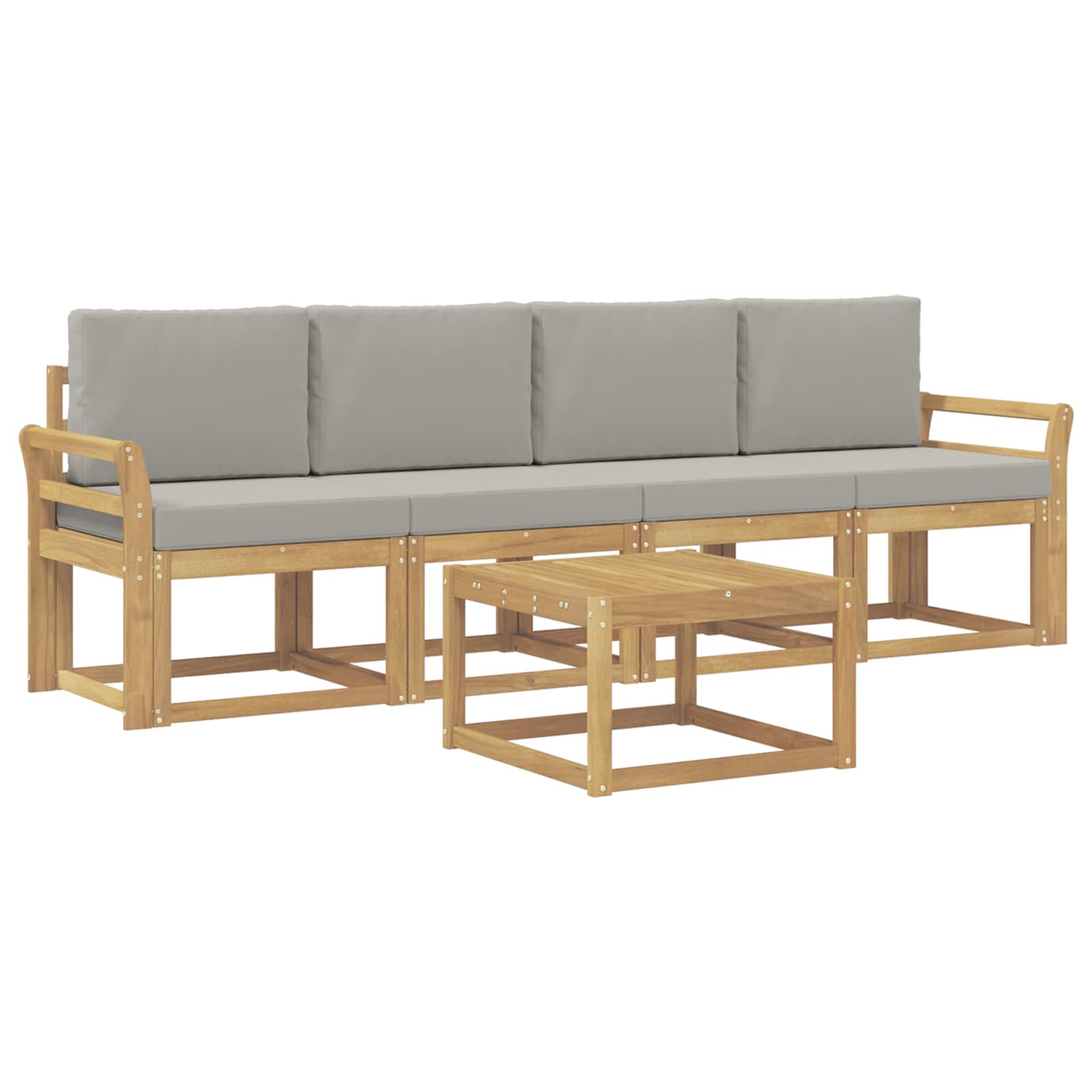 Outdoor-Sofagarnitur 5 pcs Weiß und Hellgrau 59 x 59 x 37 cm