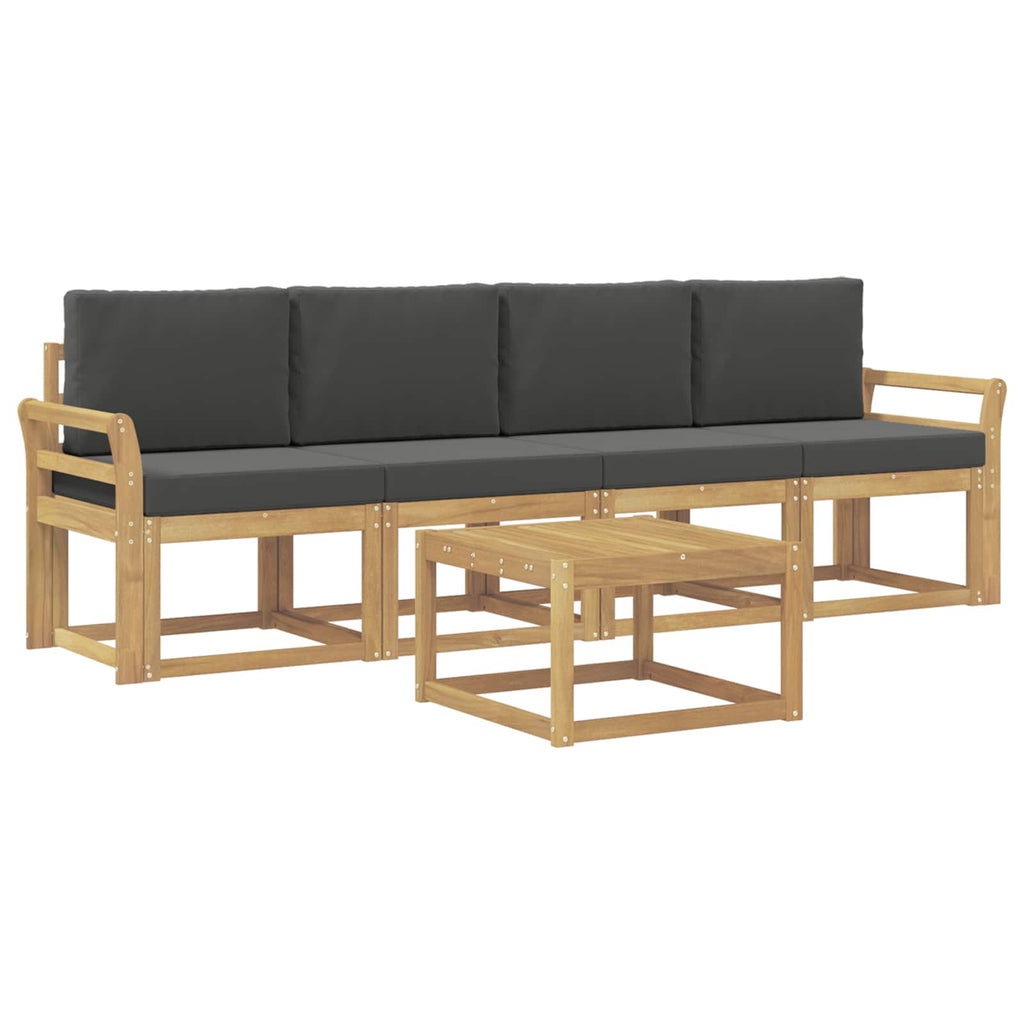 Outdoor-Sofagarnitur mit Kissen 5 pcs Weiß und Anthrazit