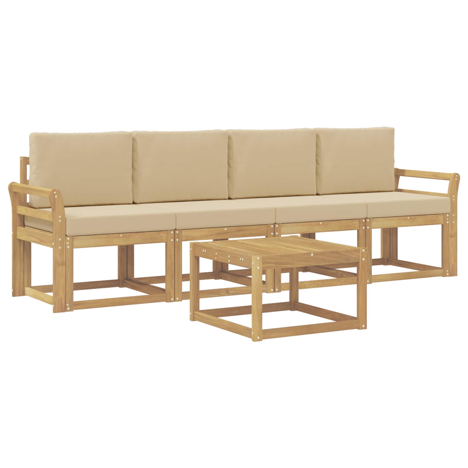 Outdoor-Sofagarnitur mit Kissen 5 pcs Weiß und Beige
