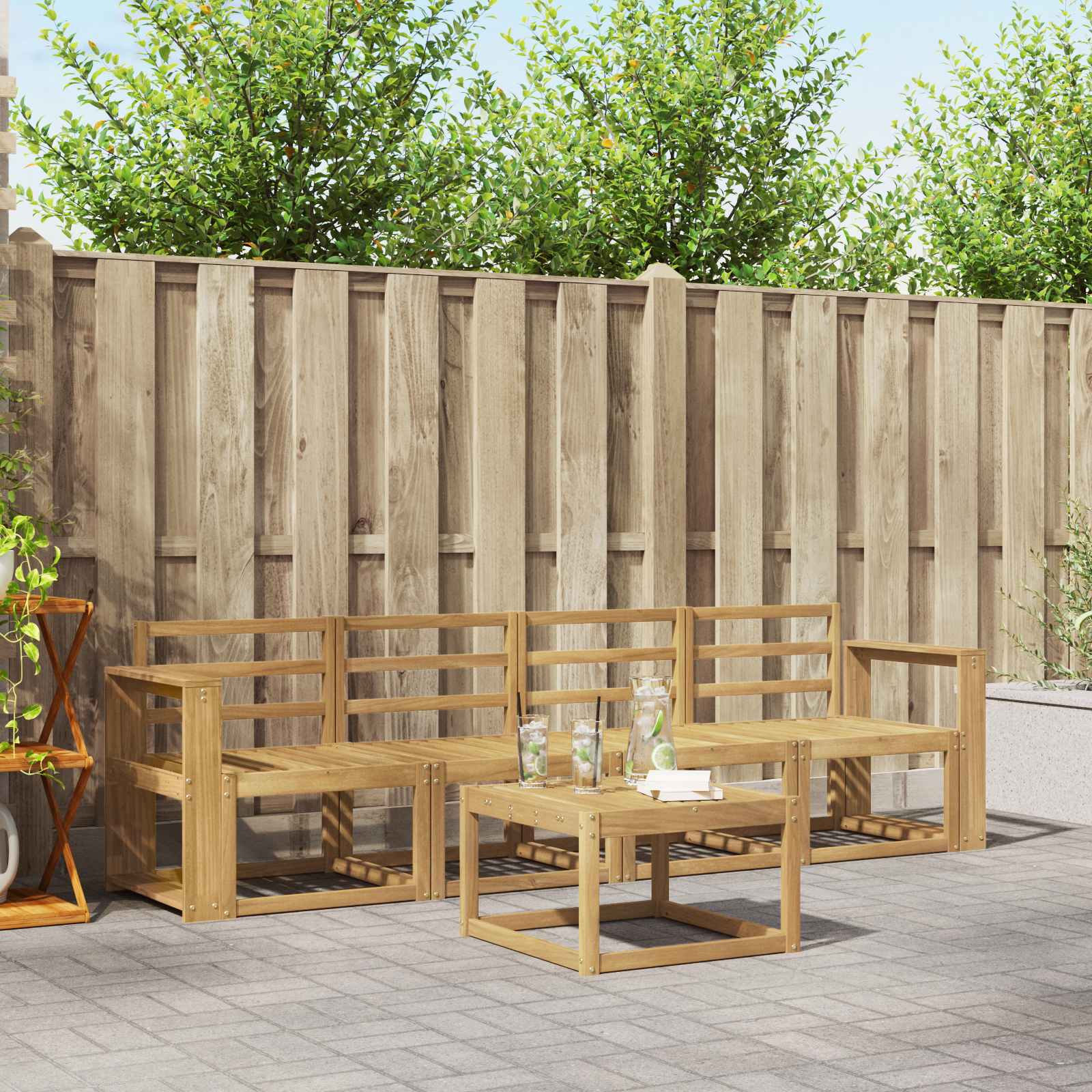 Outdoor-Sofagarnitur 5 pcs Weiß 59 x 59 x 37 cm