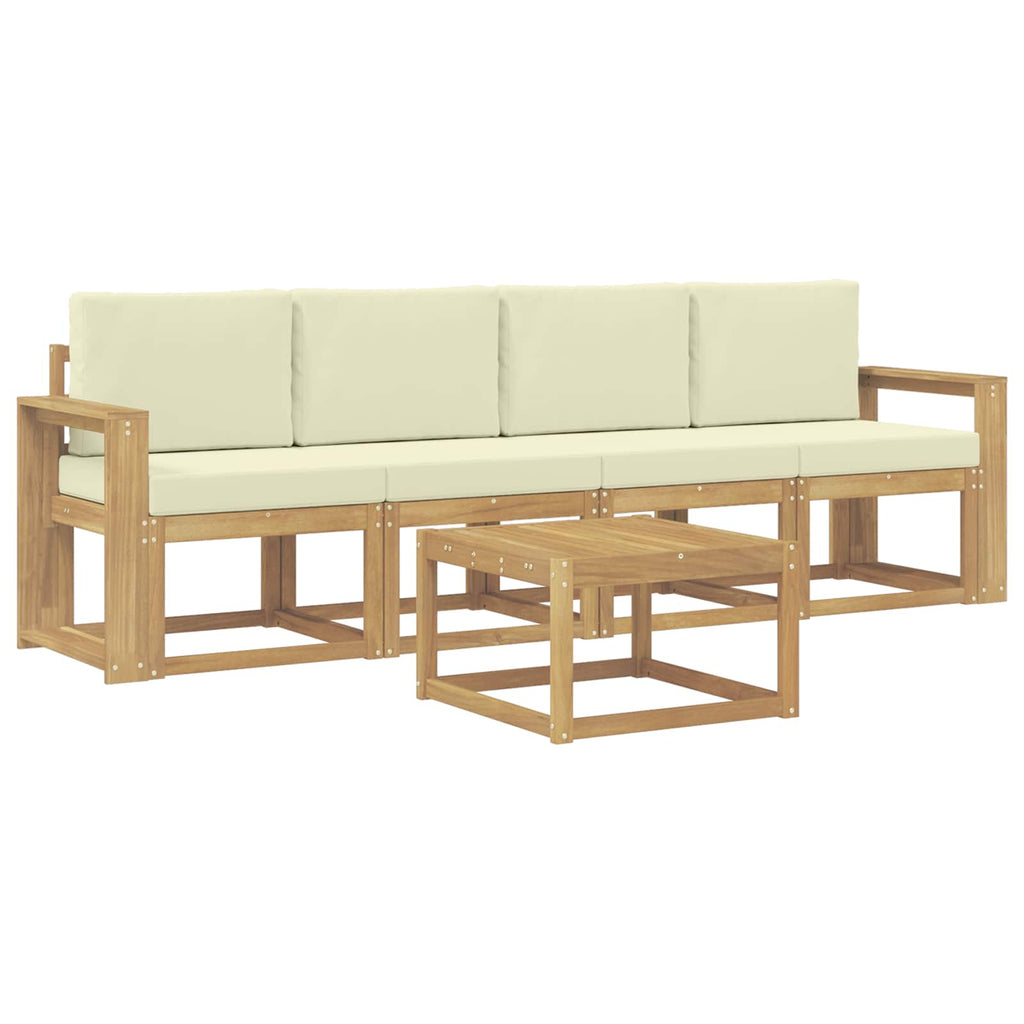 Outdoor-Sofagarnitur mit Kissen 5 pcs Weiß und Creme