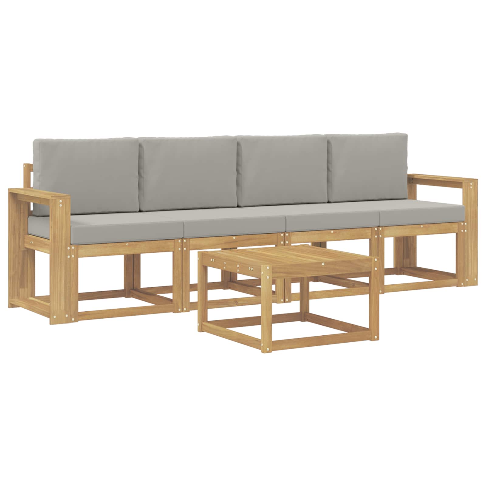 Outdoor-Sofagarnitur 5 pcs Weiß und Hellgrau 59 x 59 x 37 cm