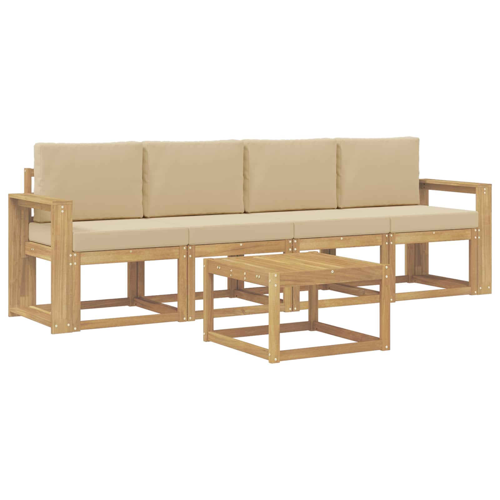 Outdoor-Sofagarnitur mit Kissen 5 pcs Weiß und Beige
