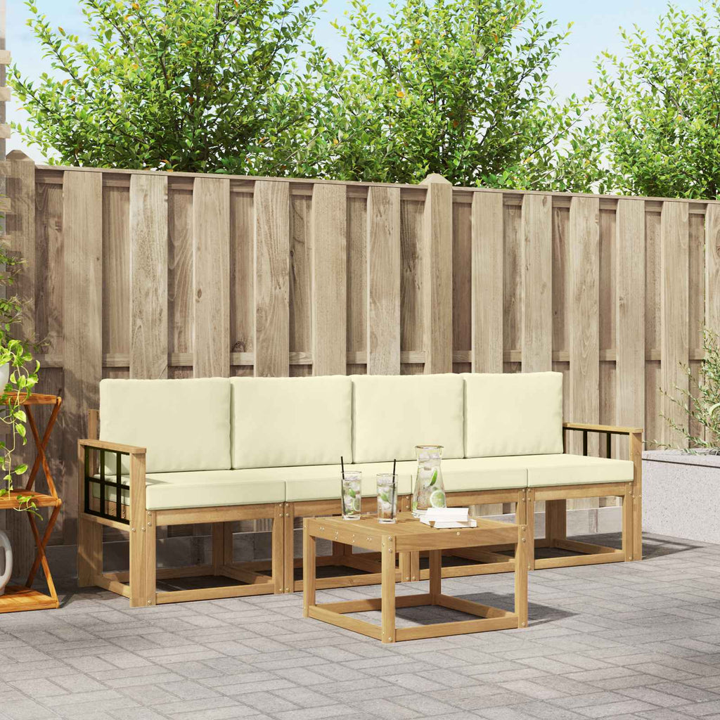 Outdoor-Sofagarnitur mit Kissen 5 pcs Weiß und Creme