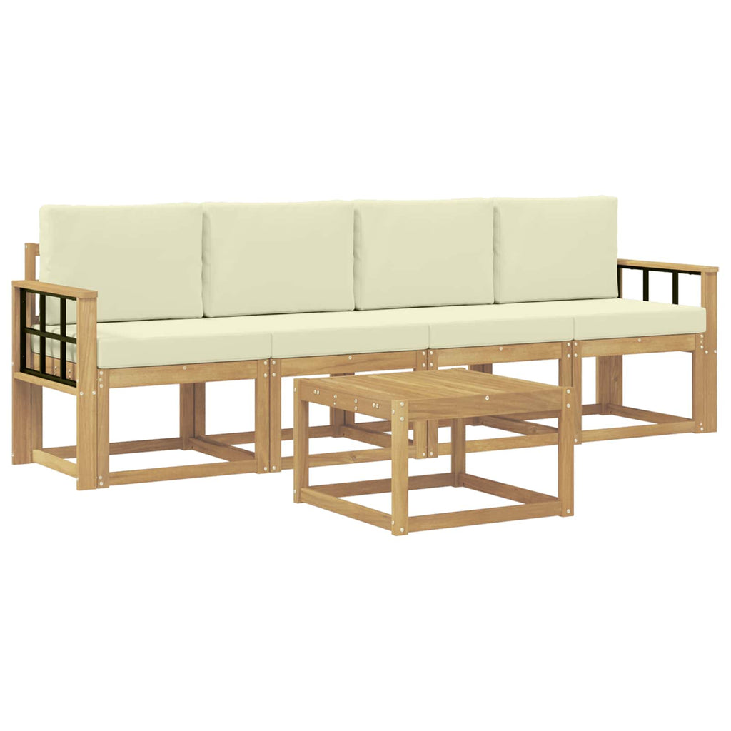 Outdoor-Sofagarnitur mit Kissen 5 pcs Weiß und Creme