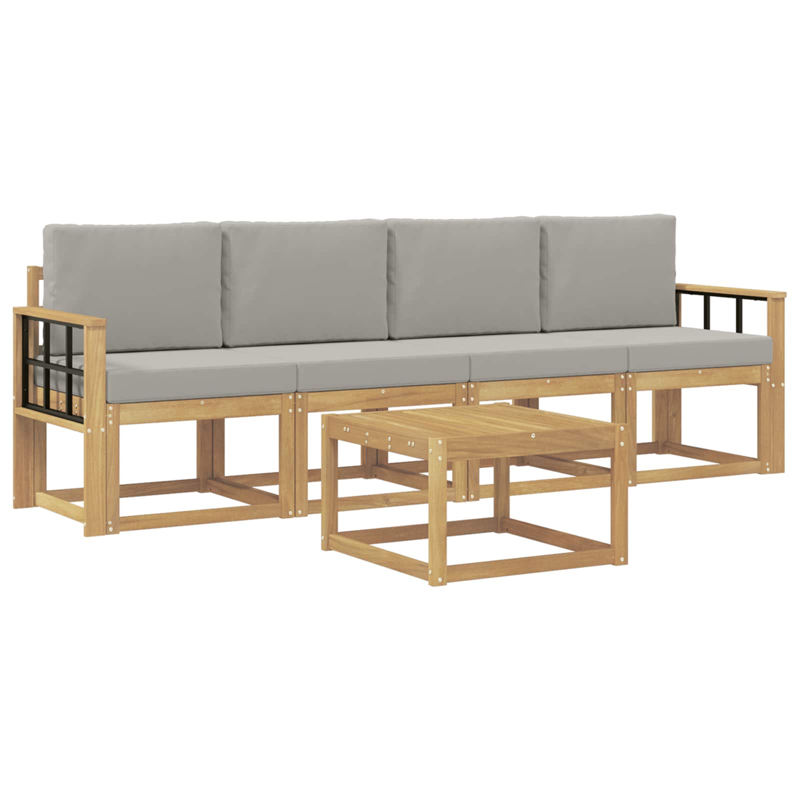 Outdoor-Sofagarnitur 5 pcs Weiß und Hellgrau 59 x 59 x 37 cm