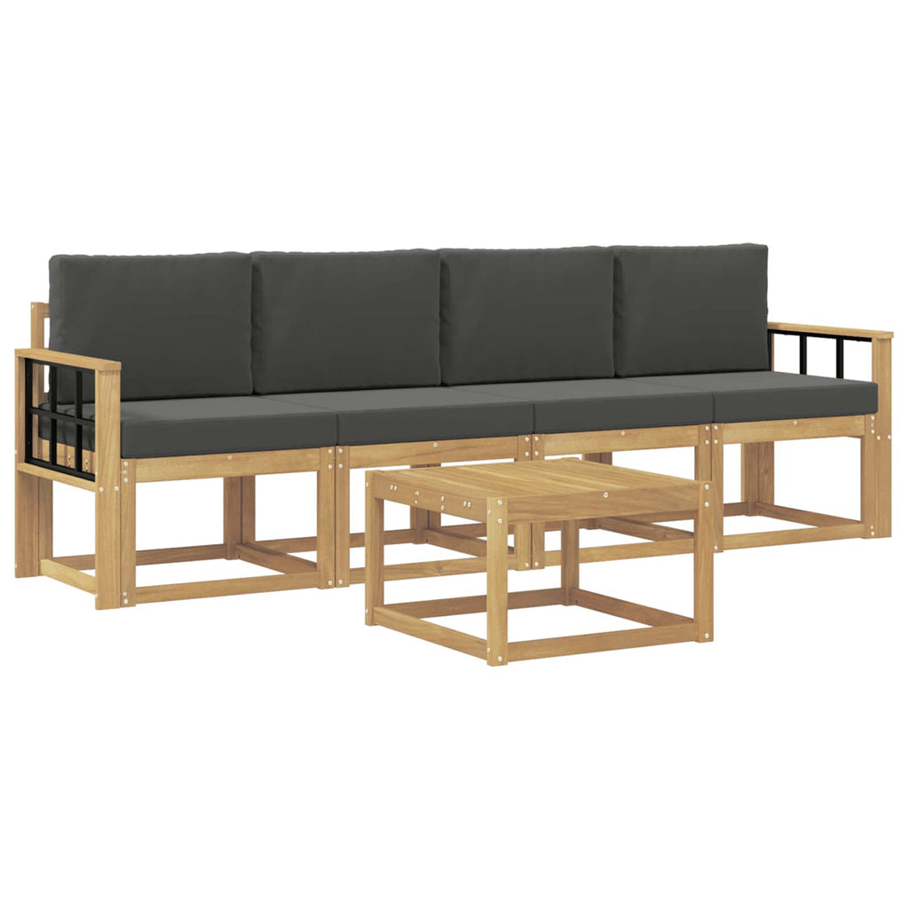 Outdoor-Sofagarnitur mit Kissen 5 pcs Weiß und Anthrazit