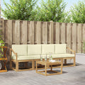 Outdoor-Sofagarnitur mit Kissen 5 pcs Weiß und Creme