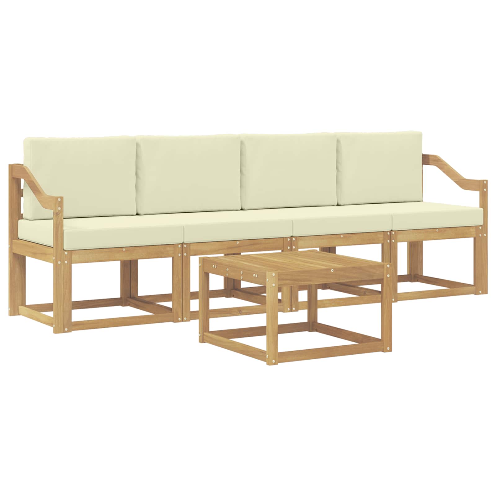 Outdoor-Sofagarnitur mit Kissen 5 pcs Weiß und Creme