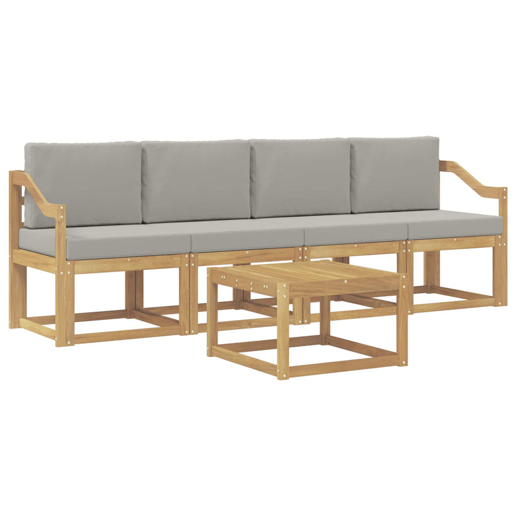 Outdoor-Sofagarnitur 5 pcs Weiß und Hellgrau 59 x 59 x 37 cm