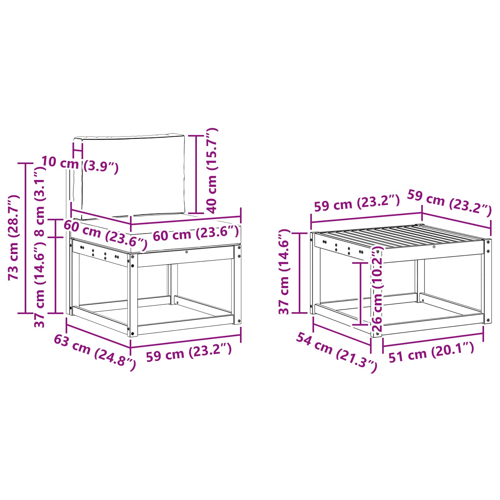 Outdoor-Sofagarnitur mit Kissen 5 pcs Weiß und Beige
