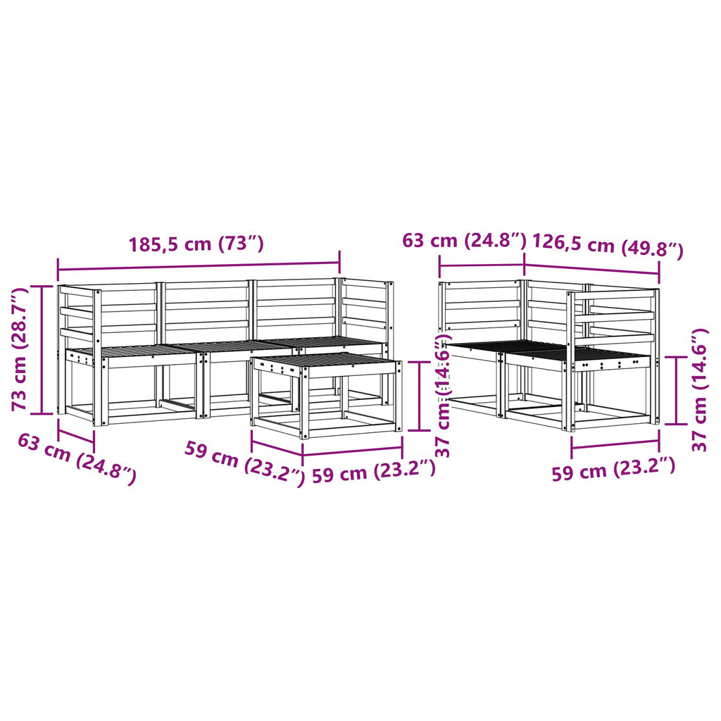 Outdoor-Sofagarnitur 6 pcs Weiß 59 x 59 x 37 cm