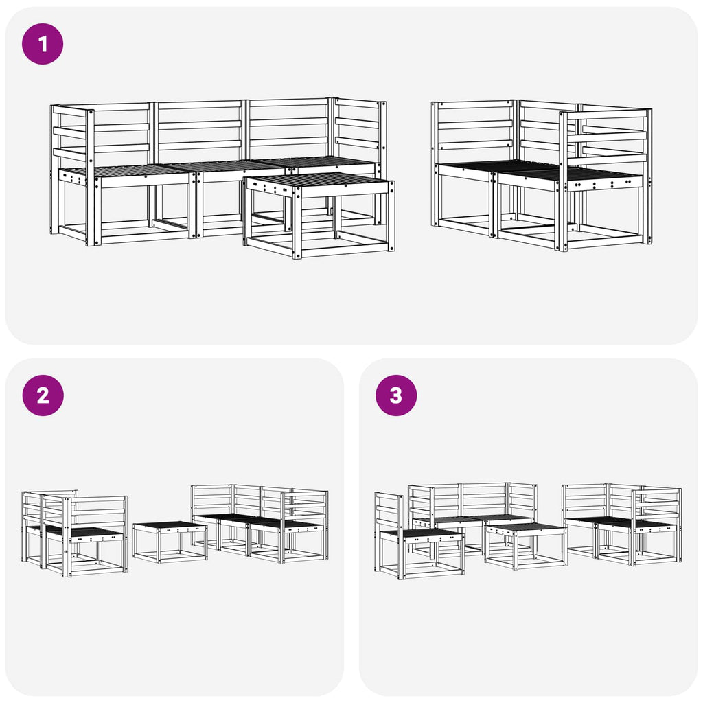 Outdoor-Sofagarnitur 6 pcs Weiß 59 x 59 x 37 cm