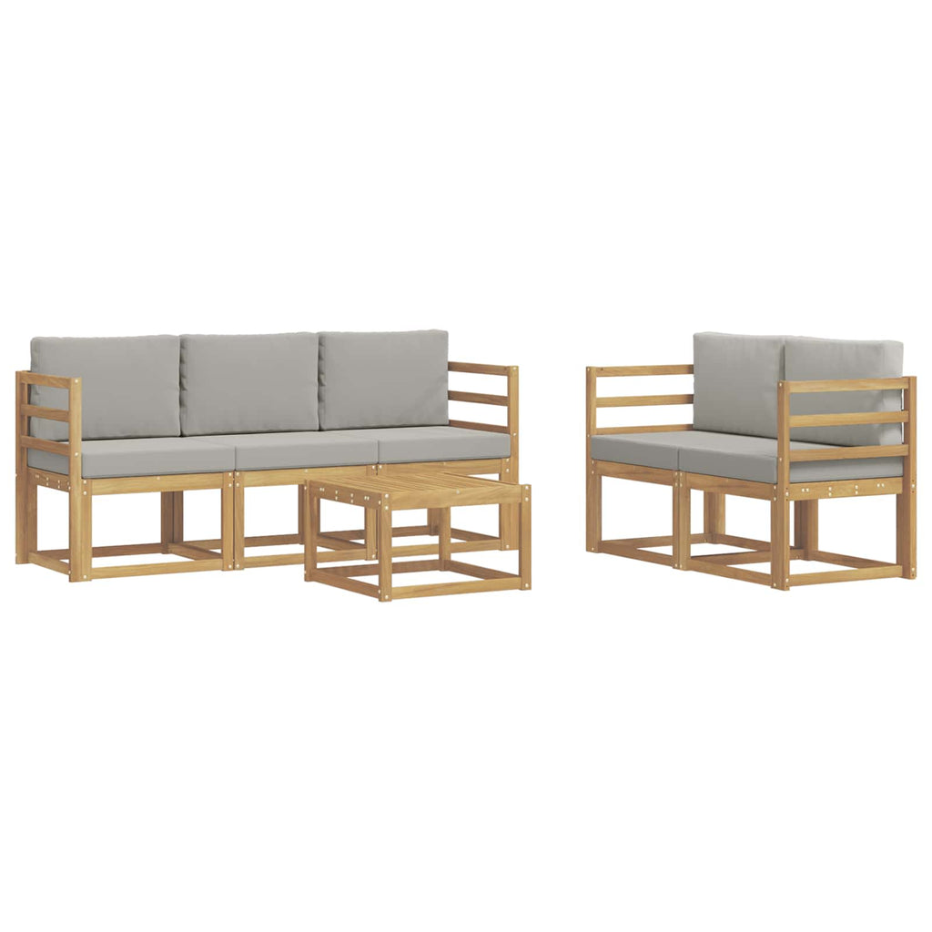 Outdoor-Sofagarnitur 6 pcs Weiß und Hellgrau 59 x 59 x 37 cm