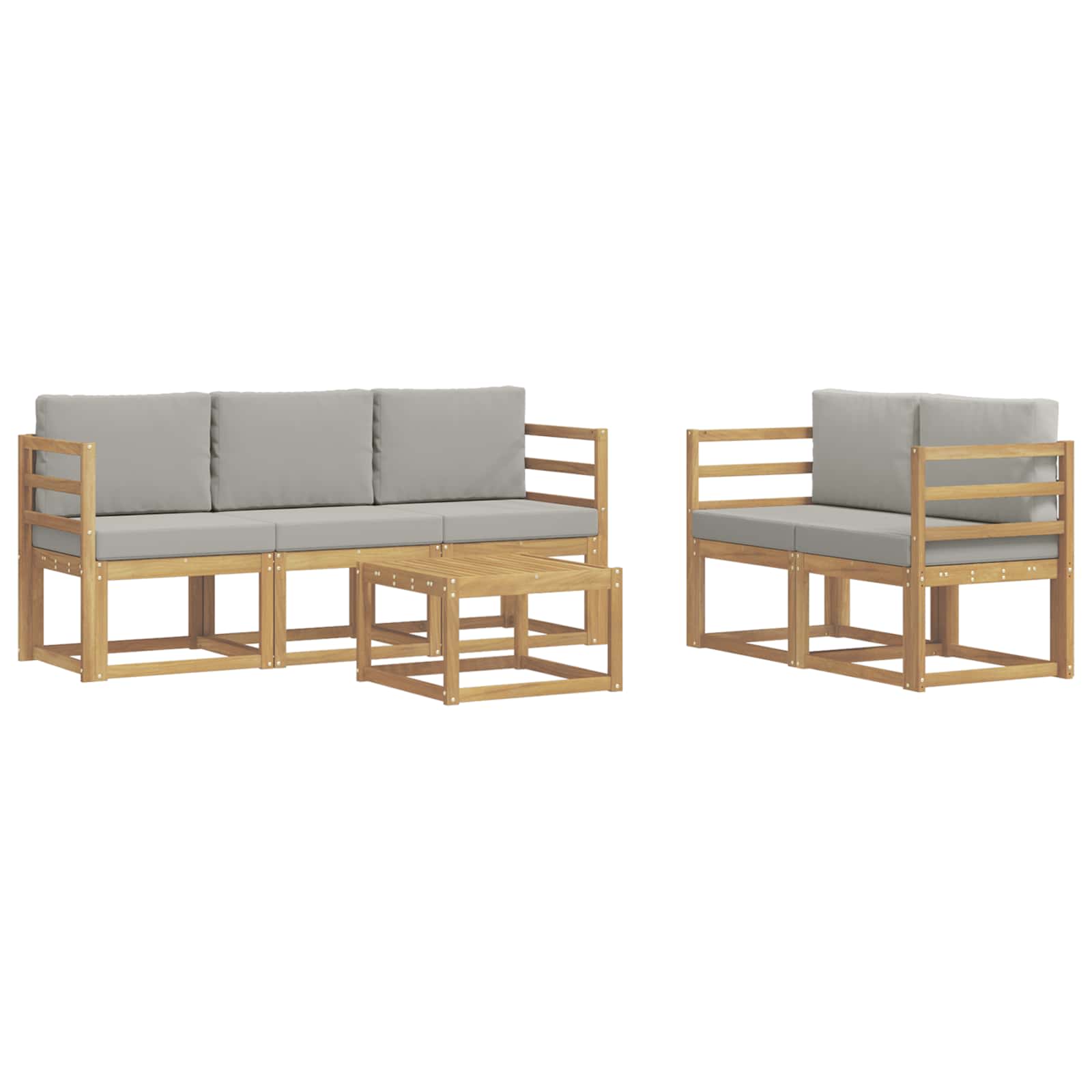 Outdoor-Sofagarnitur 6 pcs Weiß und Hellgrau 59 x 59 x 37 cm