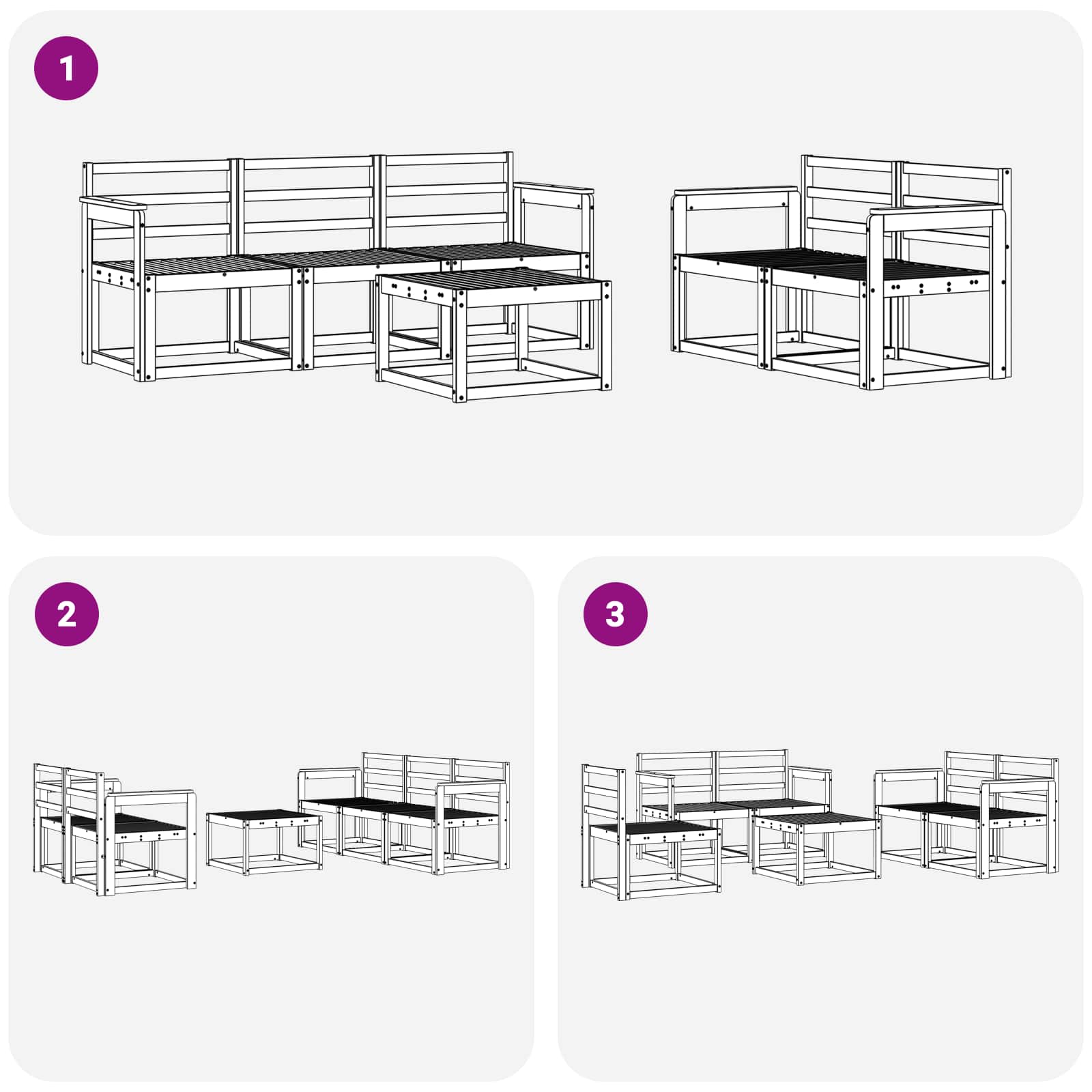 Outdoor-Sofagarnitur 6 pcs Weiß 59 x 59 x 37 cm