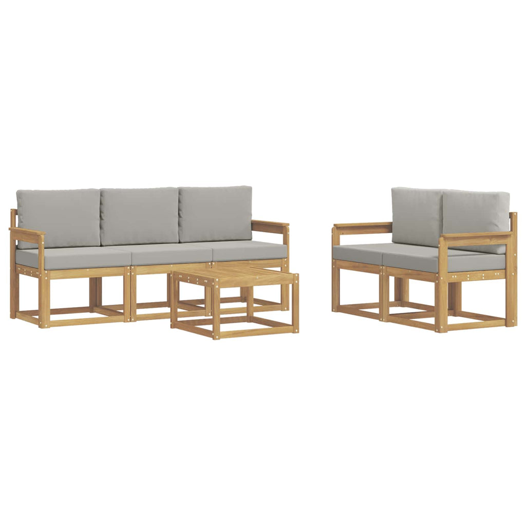 Outdoor-Sofagarnitur 6 pcs Weiß und Hellgrau 59 x 59 x 37 cm
