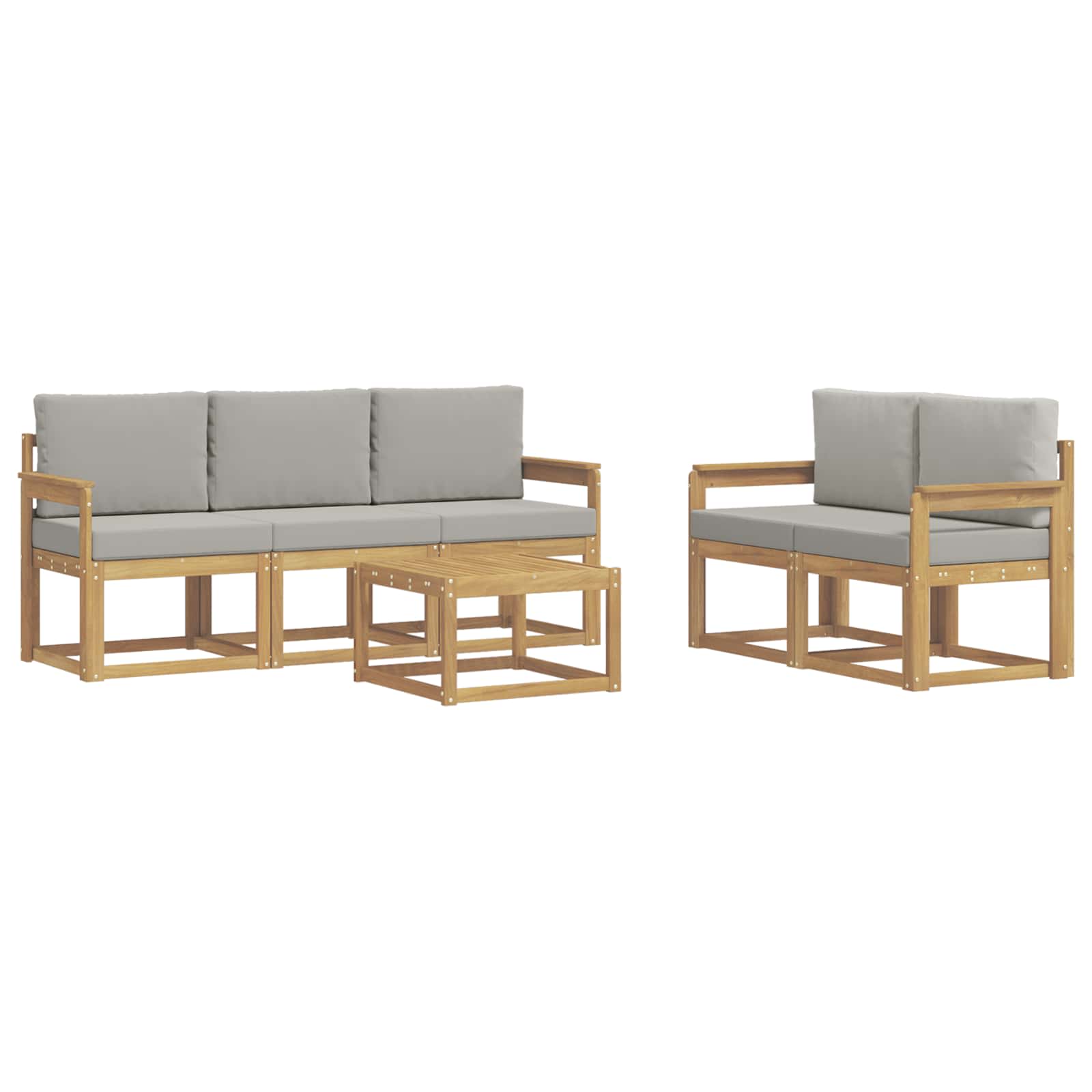 Outdoor-Sofagarnitur 6 pcs Weiß und Hellgrau 59 x 59 x 37 cm