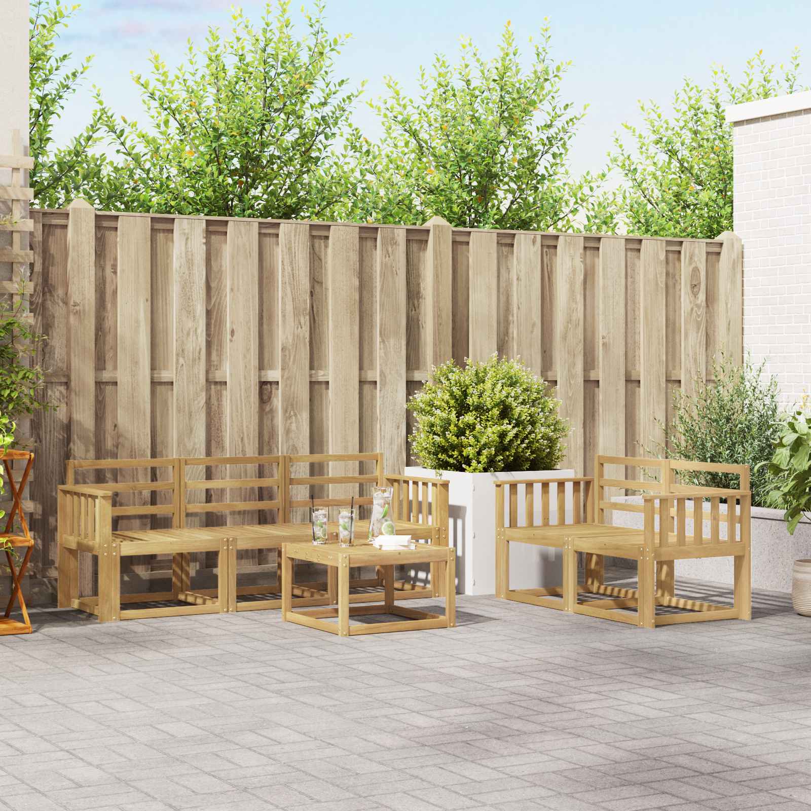 Outdoor-Sofagarnitur 6 pcs Weiß 59 x 59 x 37 cm