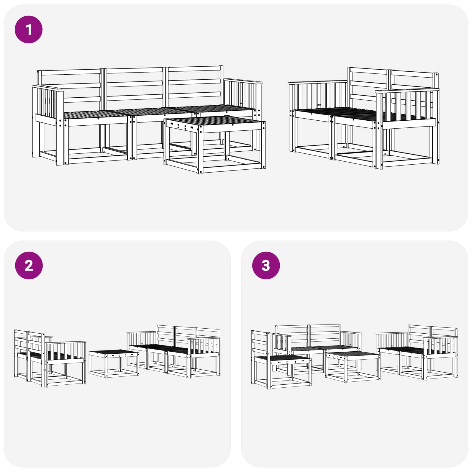 Outdoor-Sofagarnitur 6 pcs Weiß 59 x 59 x 37 cm