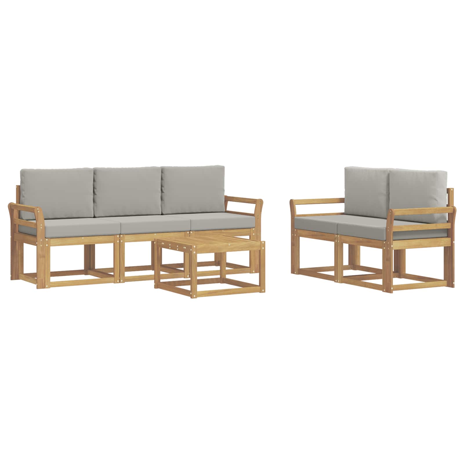 Outdoor-Sofagarnitur 6 pcs Weiß und Hellgrau 59 x 59 x 37 cm