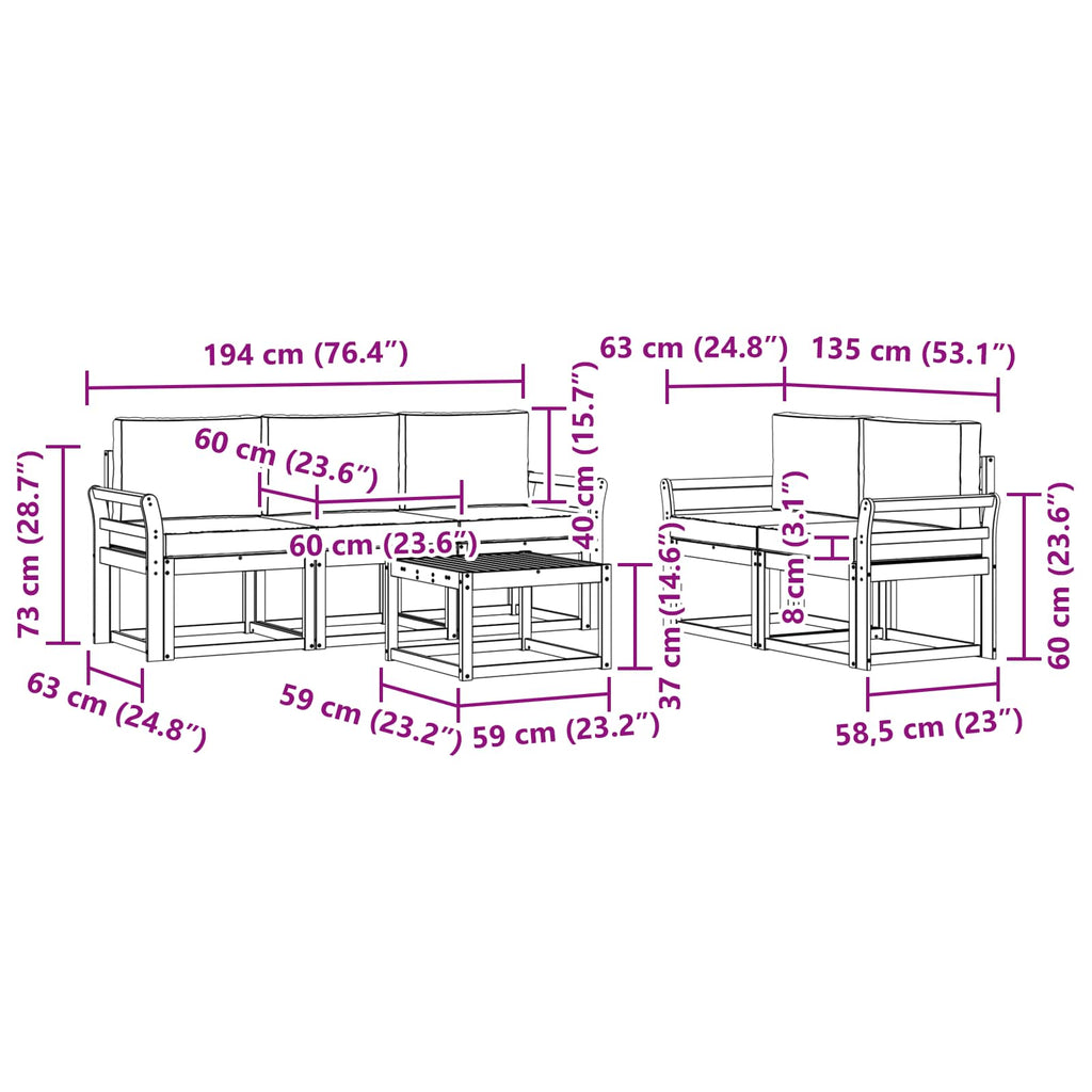 Outdoor-Sofagarnitur 6 pcs