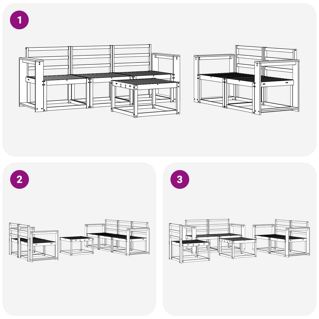 Outdoor-Sofagarnitur 6 pcs Weiß 59 x 59 x 37 cm