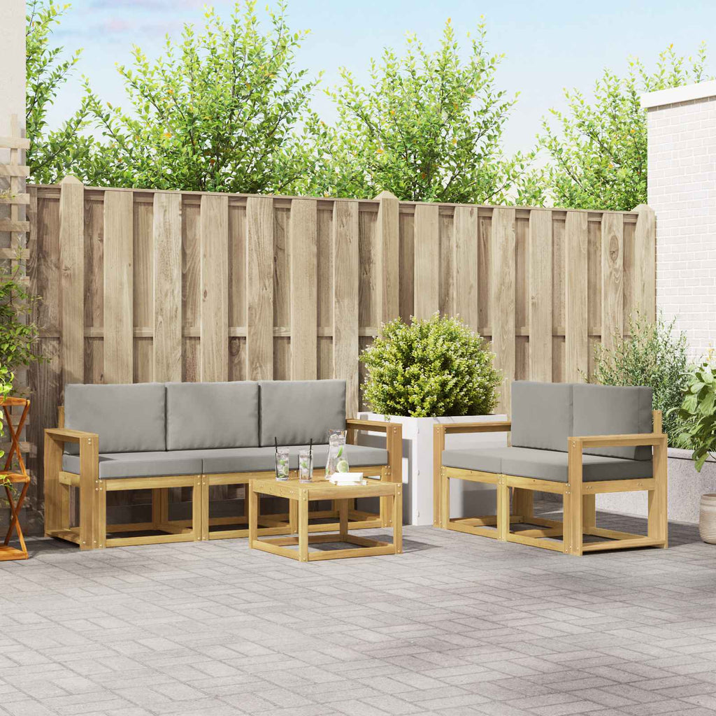 Outdoor-Sofagarnitur 6 pcs Weiß und Hellgrau 59 x 59 x 37 cm