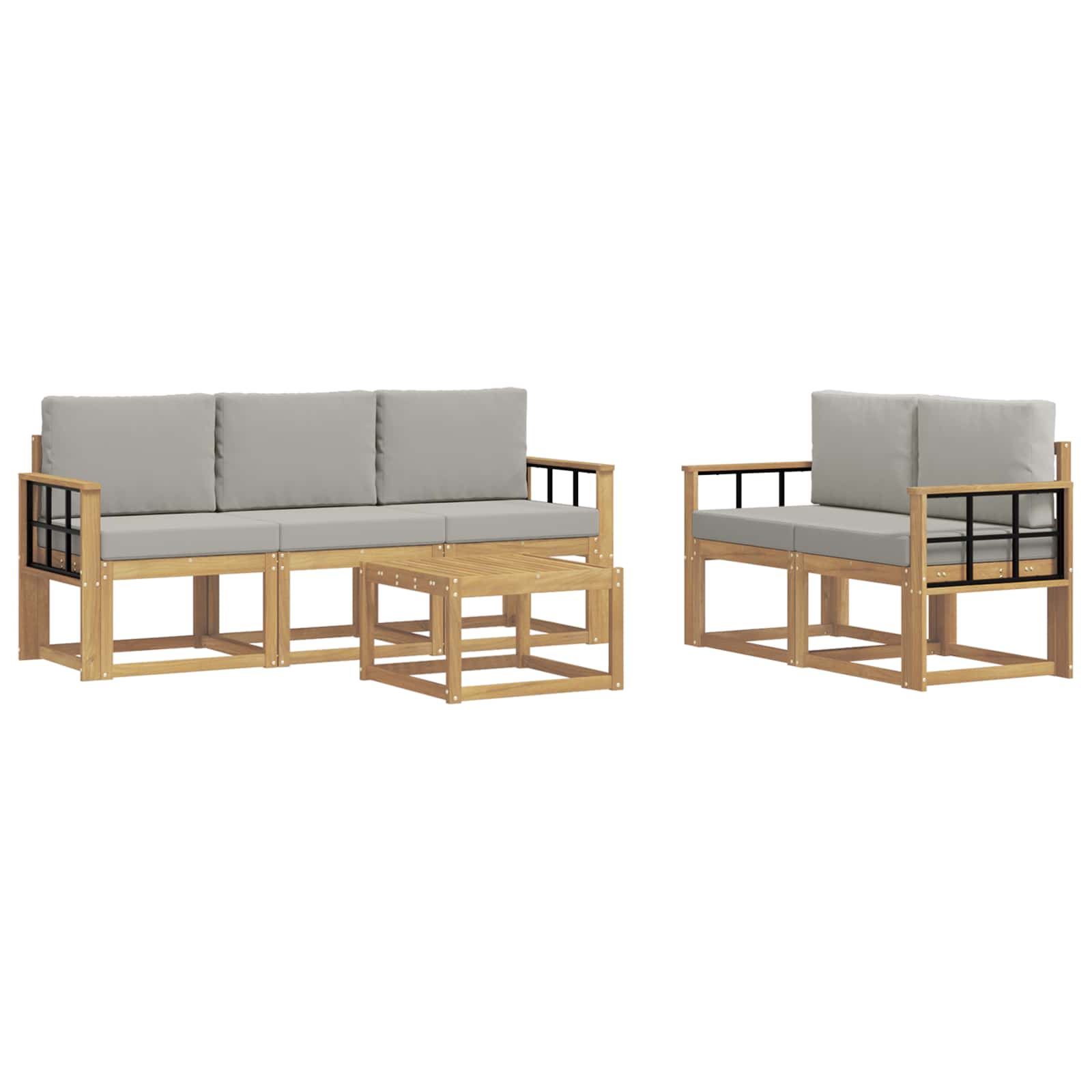 Outdoor-Sofagarnitur 6 pcs Weiß und Hellgrau 59 x 59 x 37 cm