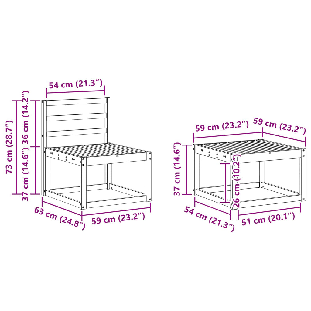 Outdoor-Sofagarnitur 6 pcs Weiß 59 x 59 x 37 cm