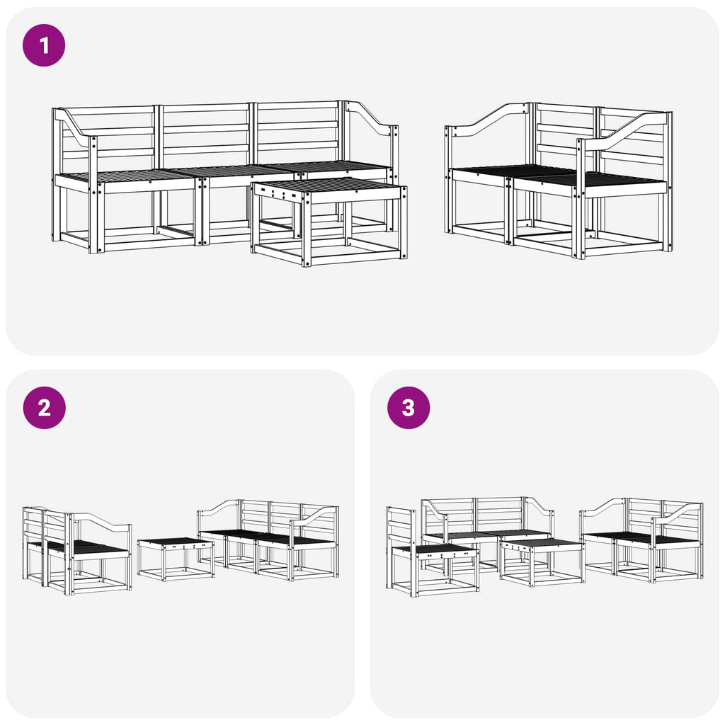 Outdoor-Sofagarnitur 6 pcs Weiß 59 x 59 x 37 cm