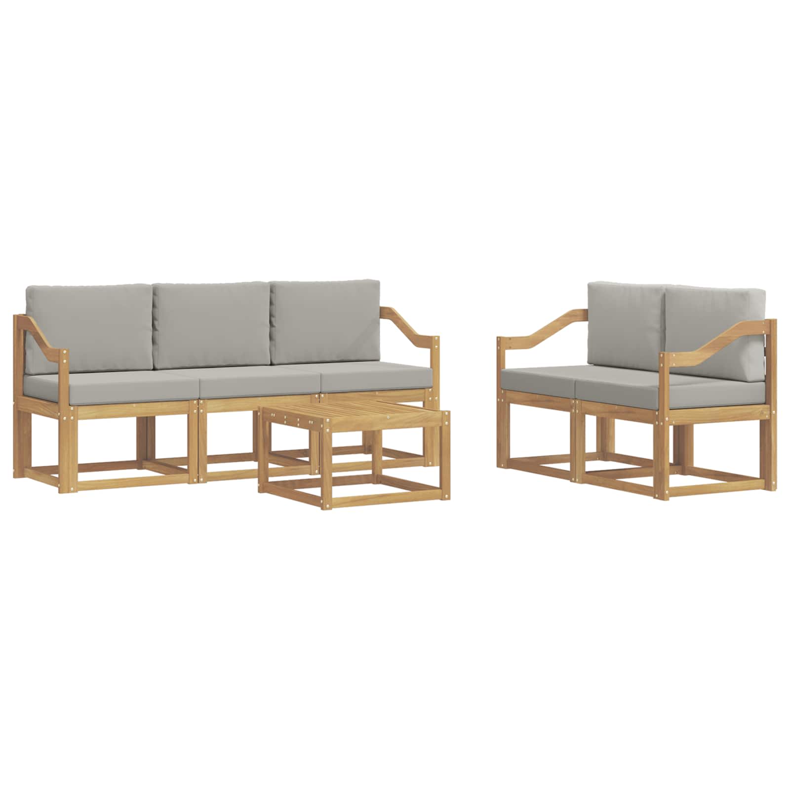 Outdoor-Sofagarnitur 6 pcs Weiß und Hellgrau 59 x 59 x 37 cm
