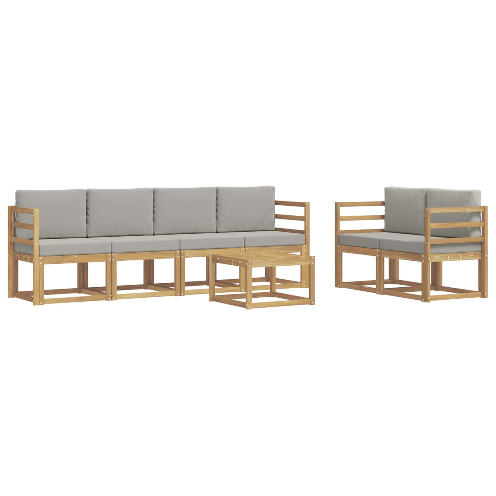 Outdoor-Sofagarnitur 7 pcs Weiß und Hellgrau 59 x 59 x 37 cm