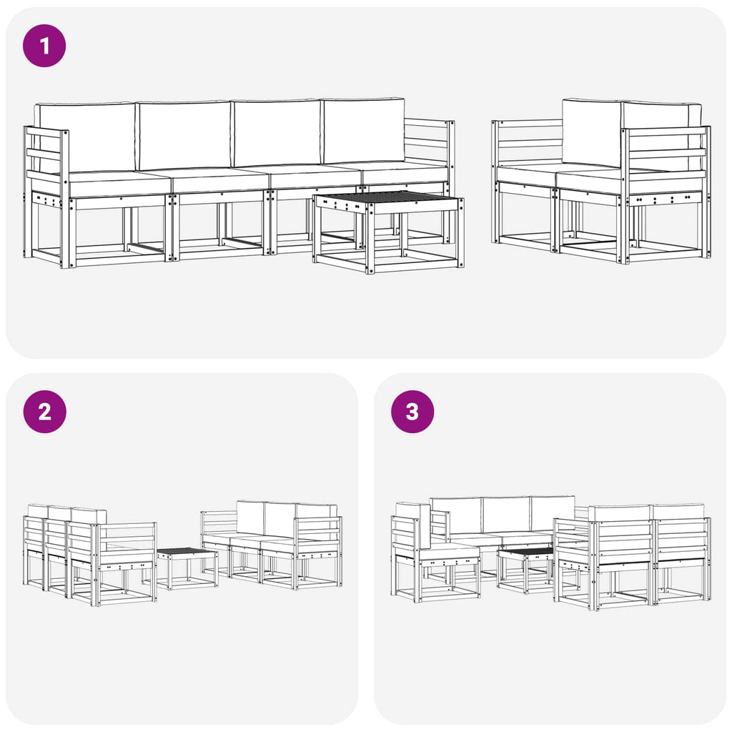 Outdoor-Sofagarnitur mit Kissen 7 pcs Weiß und Anthrazit