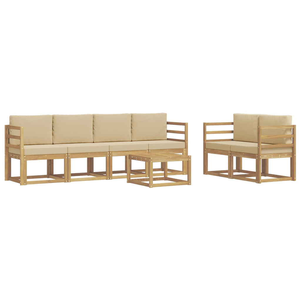 Outdoor-Sofagarnitur mit Kissen 7 pcs Weiß und Beige