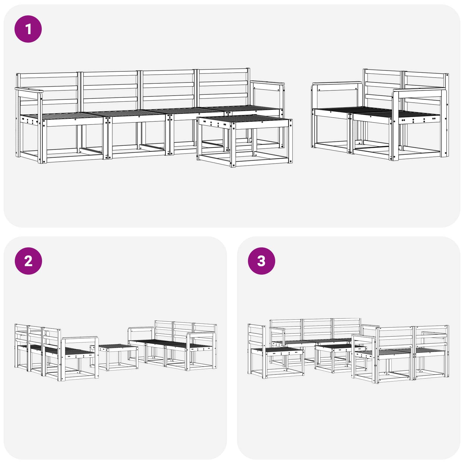 Outdoor-Sofagarnitur 7 pcs Weiß 59 x 59 x 37 cm