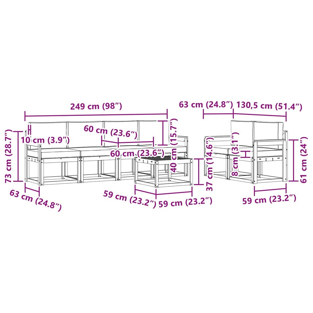 Outdoor-Sofagarnitur mit Kissen 7 pcs Weiß und Creme