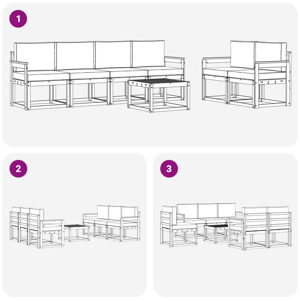 Outdoor-Sofagarnitur mit Kissen 7 pcs Weiß und Creme
