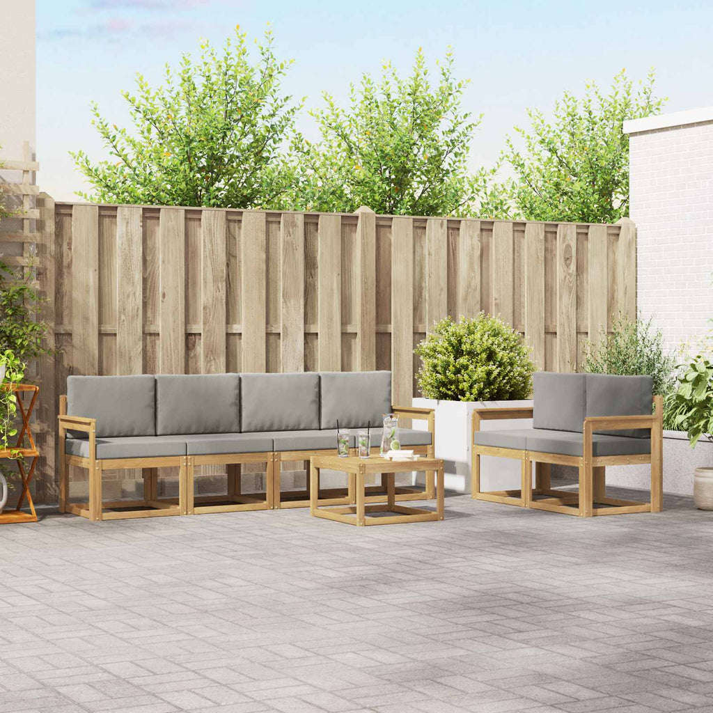 Outdoor-Sofagarnitur 7 pcs Weiß und Hellgrau 59 x 59 x 37 cm