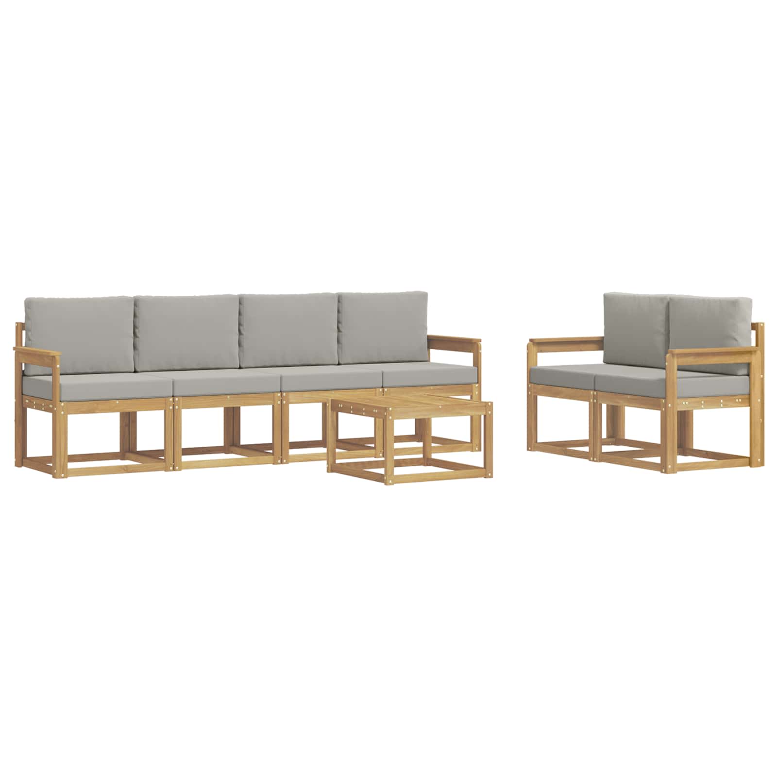 Outdoor-Sofagarnitur 7 pcs Weiß und Hellgrau 59 x 59 x 37 cm