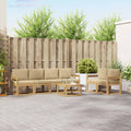 Outdoor-Sofagarnitur mit Kissen 7 pcs Weiß und Beige