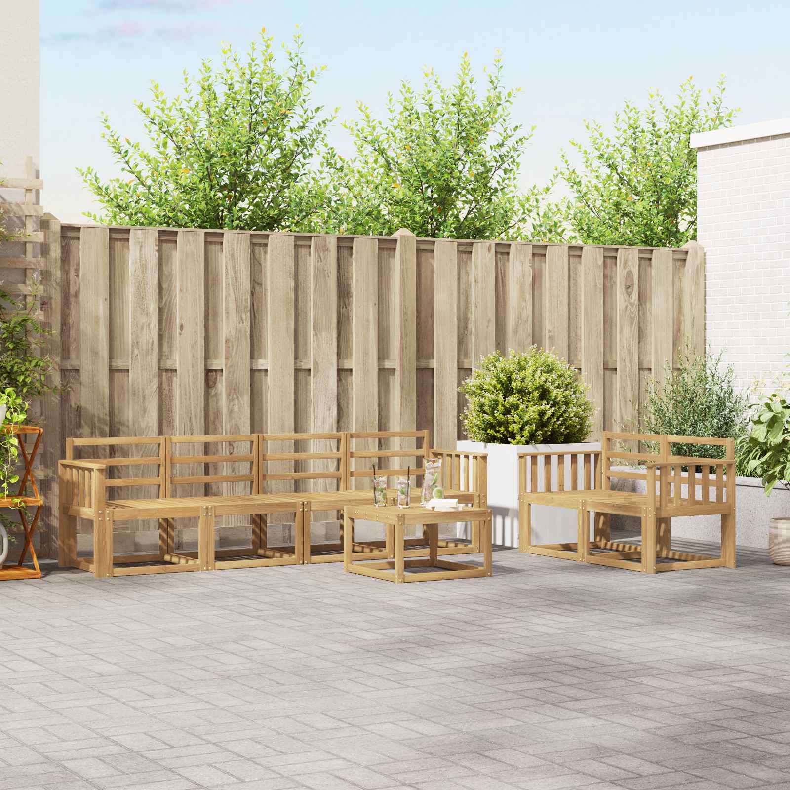 Outdoor-Sofagarnitur 7 pcs Weiß 59 x 59 x 37 cm