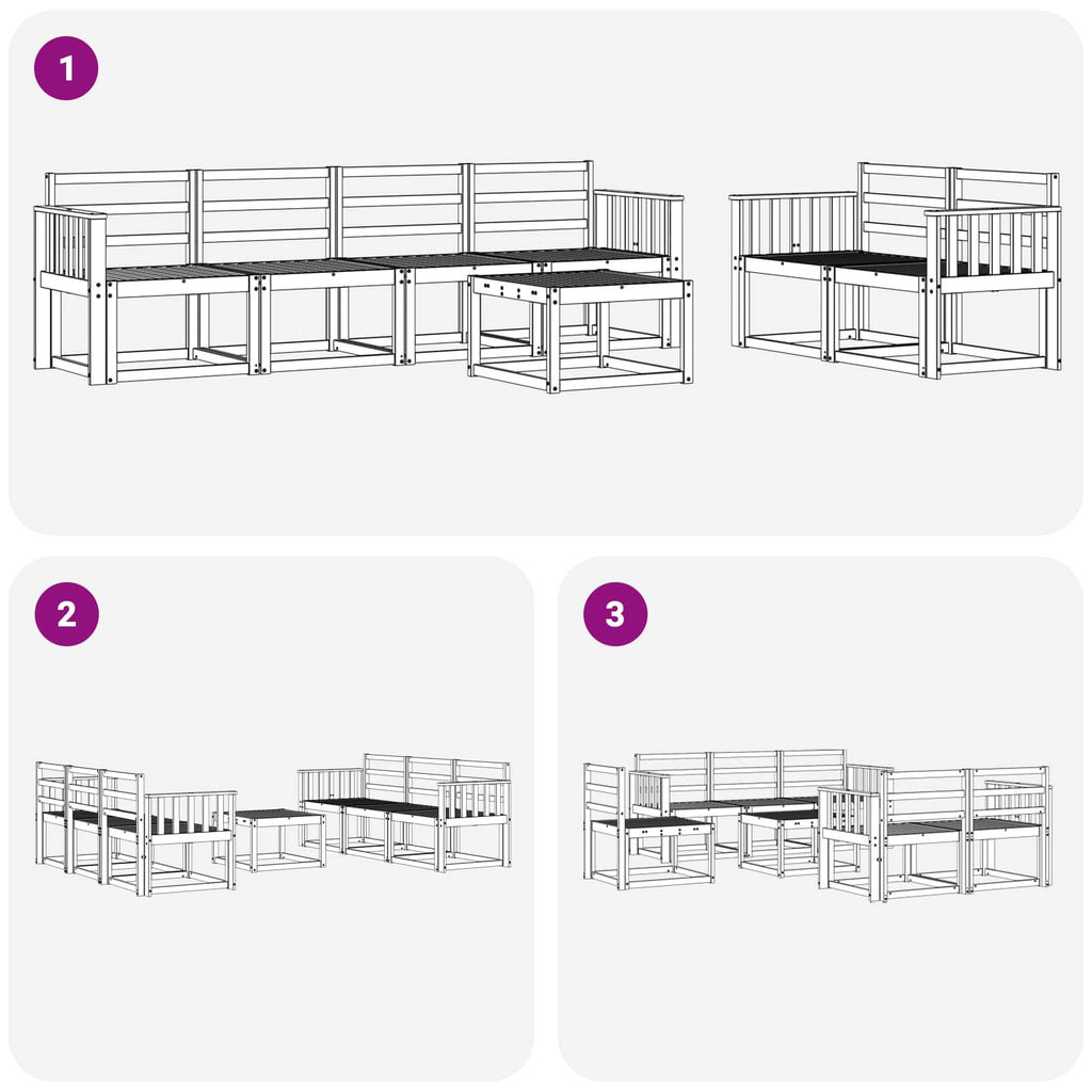 Outdoor-Sofagarnitur 7 pcs Weiß 59 x 59 x 37 cm