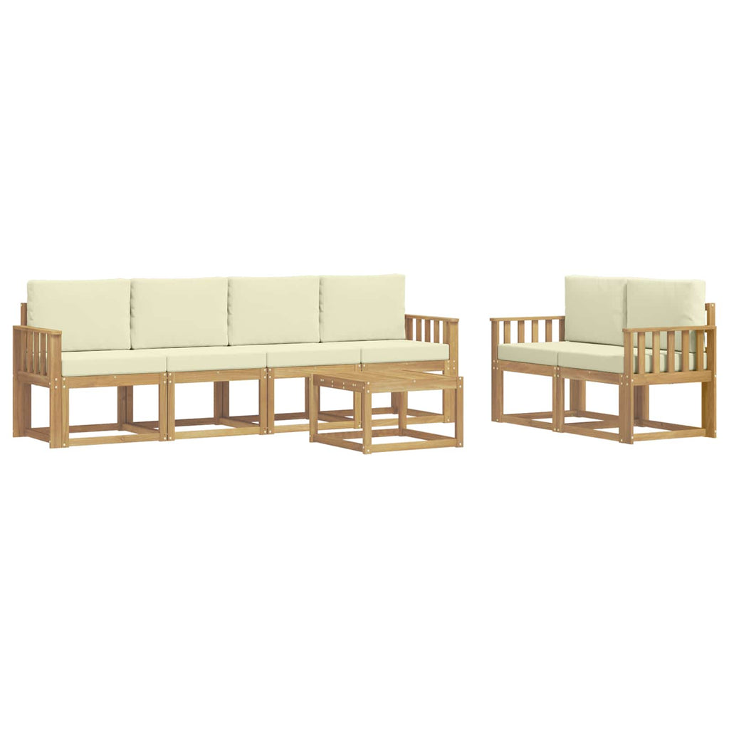 Outdoor-Sofagarnitur mit Kissen 7 pcs Weiß und Creme