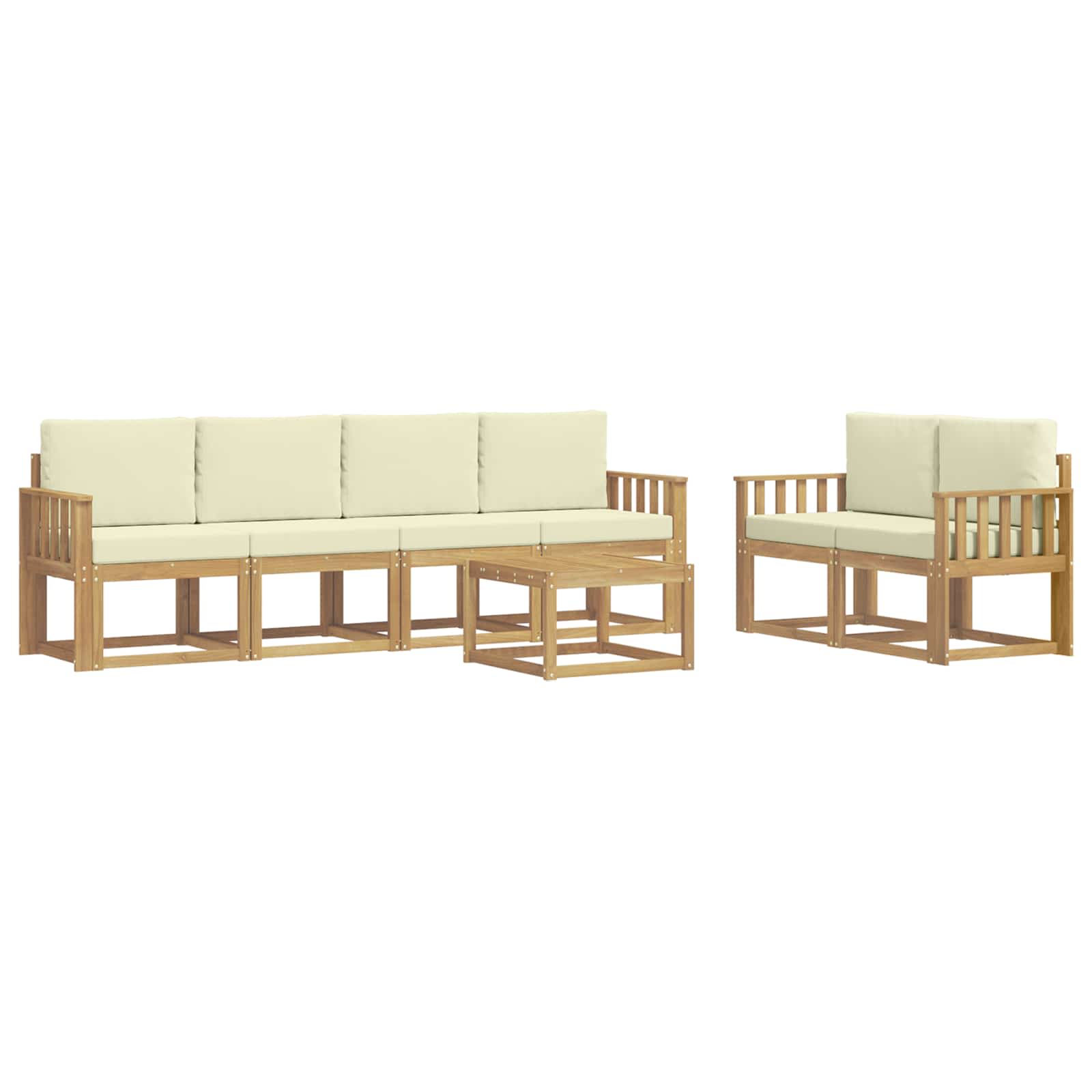 Outdoor-Sofagarnitur mit Kissen 7 pcs Weiß und Creme