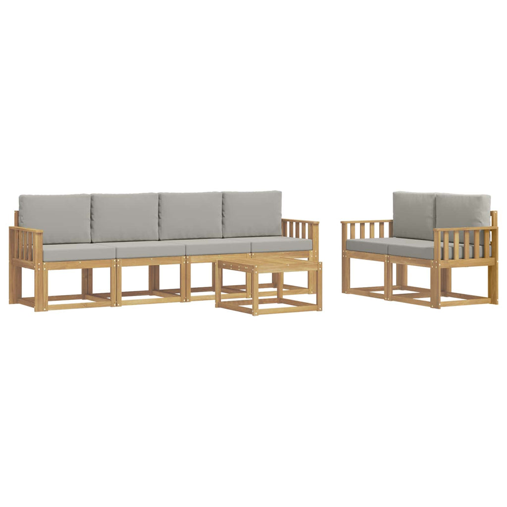 Outdoor-Sofagarnitur 7 pcs Weiß und Hellgrau 59 x 59 x 37 cm