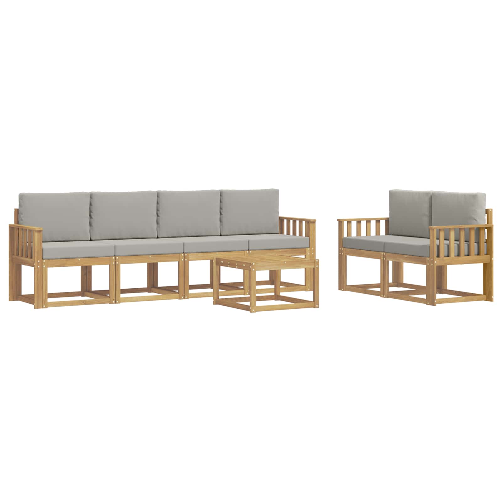 Outdoor-Sofagarnitur 7 pcs Weiß und Hellgrau 59 x 59 x 37 cm