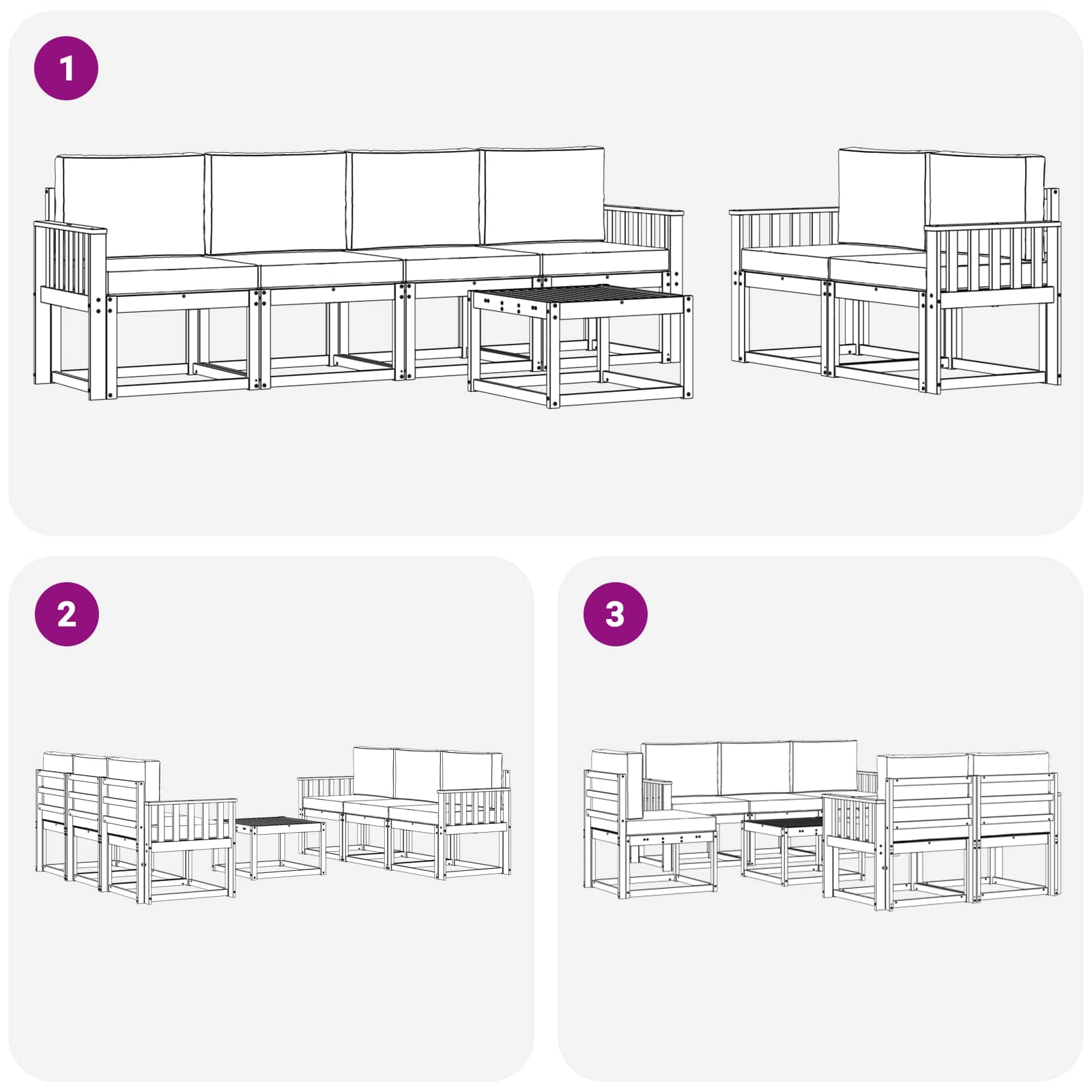 Outdoor-Sofagarnitur mit Kissen 7 pcs Weiß und Anthrazit