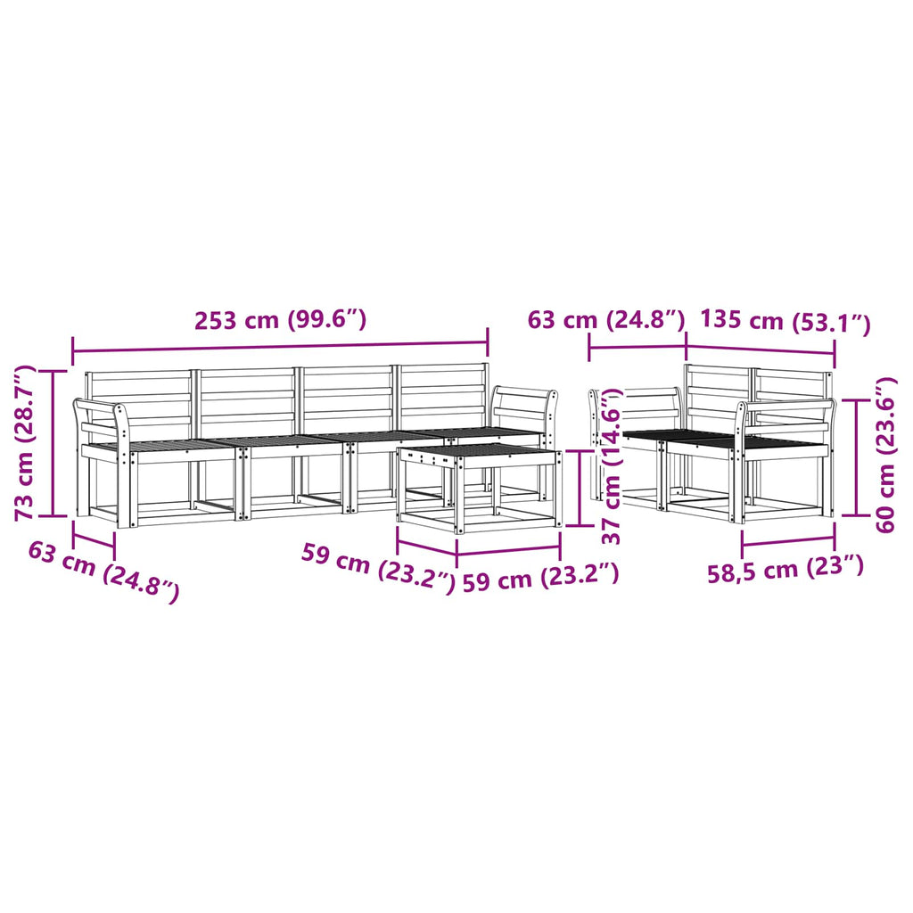 Outdoor-Sofagarnitur 7 pcs Weiß 59 x 59 x 37 cm